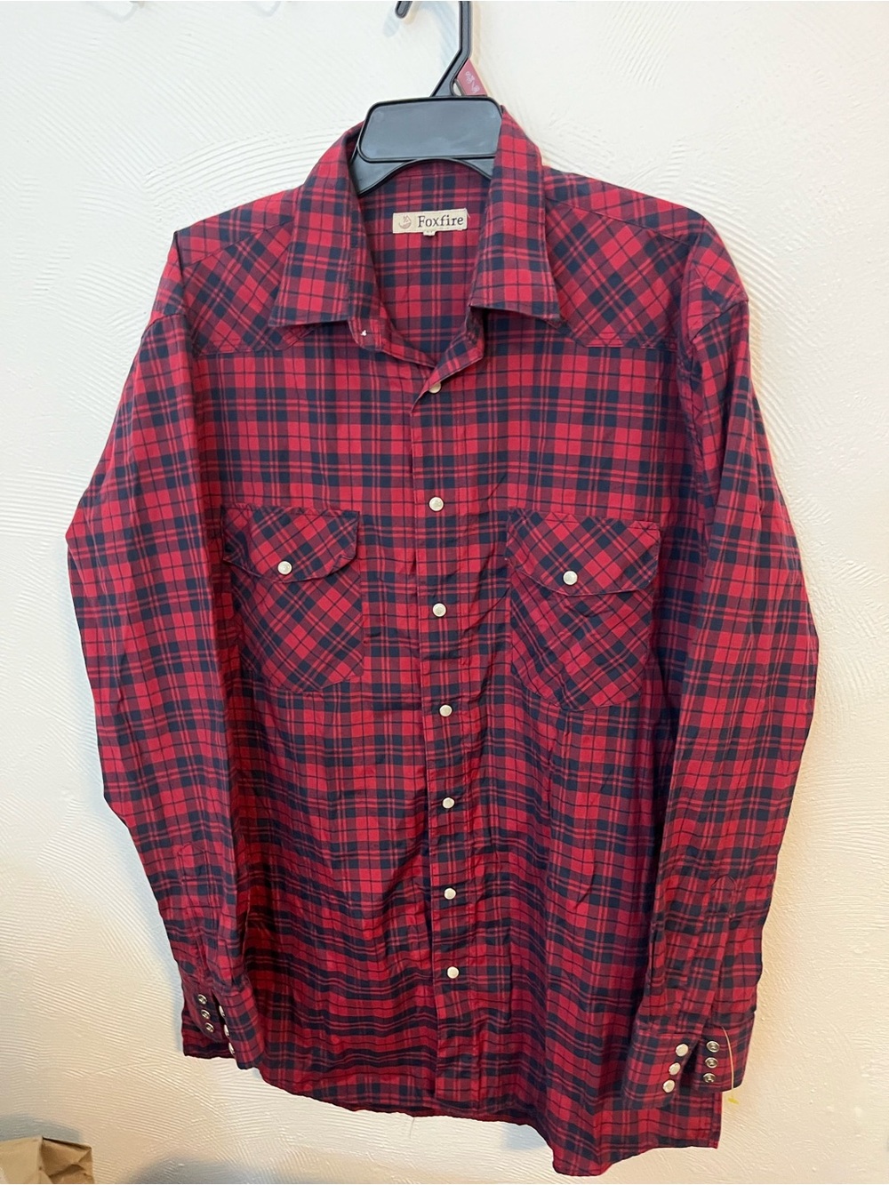 Red Plaid Long Sleeve Button-Up Shirt